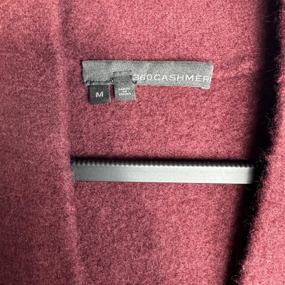 360 100% Cashmere Women's Medium Burgundy Open Cardigan Long Sleeve Sweater - Picture 3 of 10